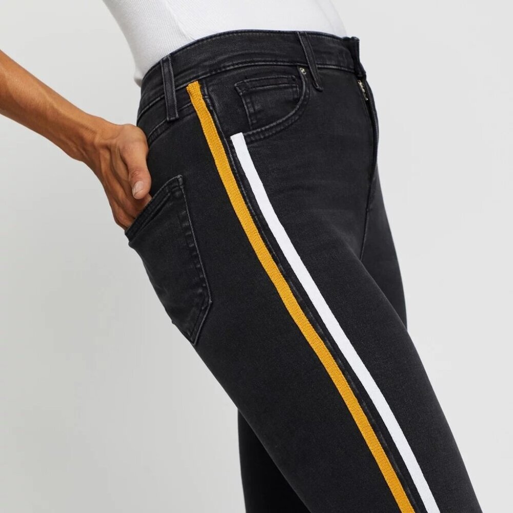 2/$30 Topshop Moto Jamie Side Stiripe Jeans High Rise Skinny Wash Black 30 #9388 - Picture 5 of 14